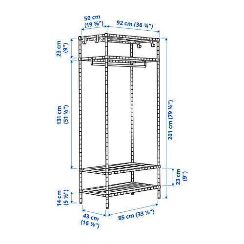 OMAR, shelving unit with clothes rail 8 of 8 open dialog