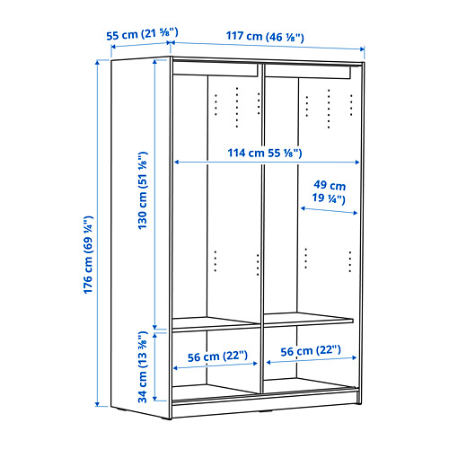 RAKKESTAD, wardrobe with sliding doors 5 of 5 open dialog
