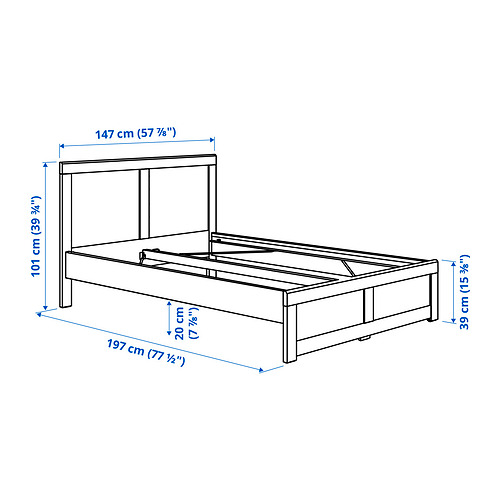 Measurement Illustration - FÅGELFJÄLLET bed frame