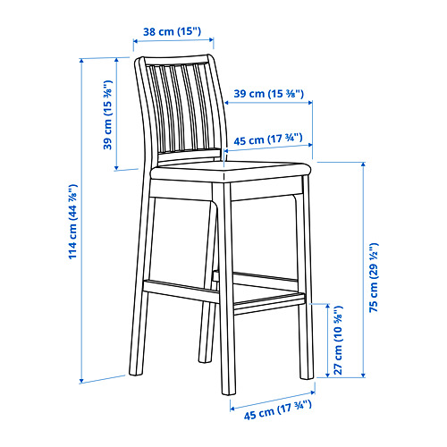 EKEDALEN, bar stool with backrest 9 of 9 open dialog