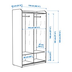 Measurement Illustration - HAUGA wardrobe