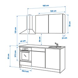 Ilustración de medidas - KNOXHULT cocina con grifo LAGAN