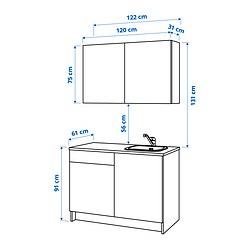 Ilustración de medidas - KNOXHULT cocina con grifo LAGAN