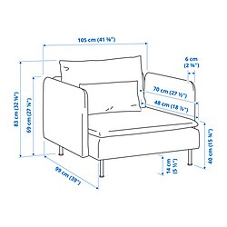 Ilustración de medidas - SÖDERHAMN sillón