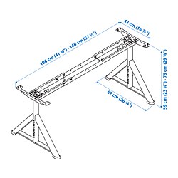 Ilustración de medidas - IDÅSEN estructura inferior para tablero