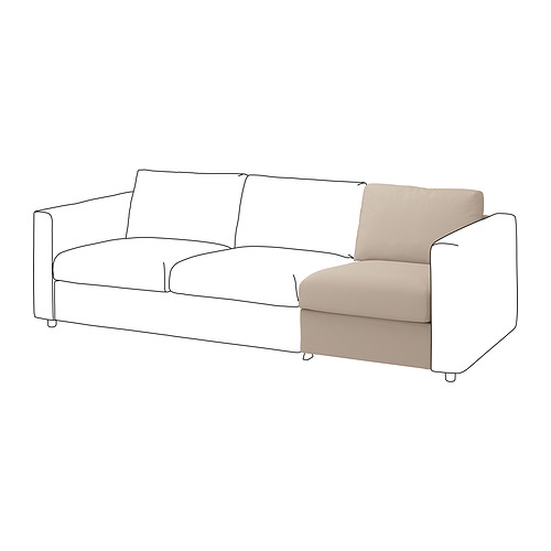Sofá VIMLE, beige, funda de algodón-poliéster, líneas limpias, textura bicolor, cómodo.
