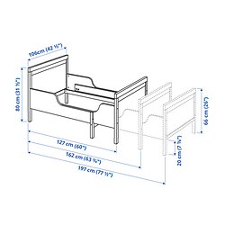 Measurement Illustration - SUNDVIK extendable bed frame