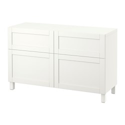 BESTÅ, storage combination with drawer runner, soft-closing, White / Hanviken white