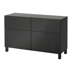BESTÅ, storage combination with drawer runner, soft-closing, Black-brown / Lappviken black-brown