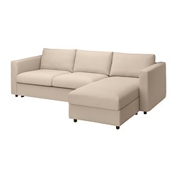 VIMLE, 3-seat sofa bed with chaiselongue, Hallarp beige