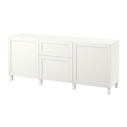 BESTÅ, storage combination with drawer runner, push-open, White / Hanviken white