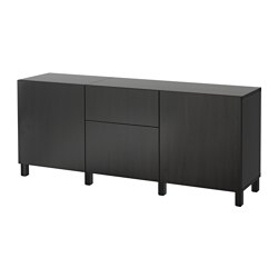 BESTÅ, storage combination with drawer runner, push-open, Black-brown / Lappviken black-brown