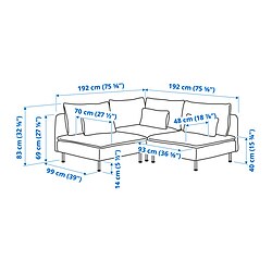 Measurement Illustration - SÖDERHAMN  3-seat corner sofa