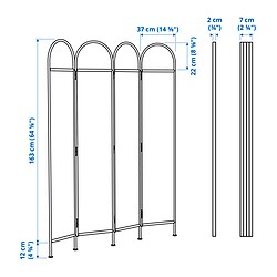 Ilustración de medidas - GRÅFJÄLLET biombo