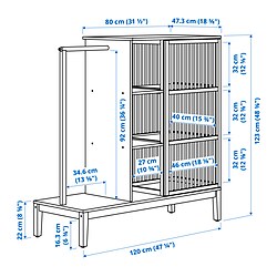 Measurement Illustration - NORDKISA open wardrobe with sliding door