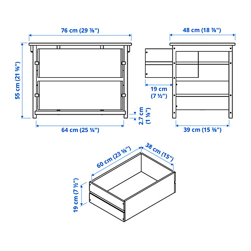 KRONÖREN, cómoda de 2 cajones. 7 de 7 open dialog