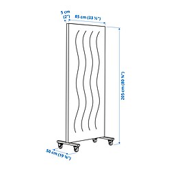 Measurement Illustration - MITTZON frame with castors/acoustic screen