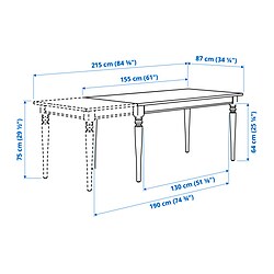 Measurement Illustration - ROSENTORP table and 4 chairs