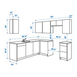 Measurement Illustration - KNOXHULT corner kitchen