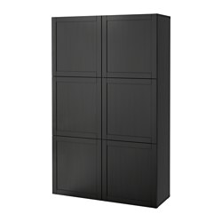 BESTÅ, storage combination with doors, Black-brown / Hanviken black-brown