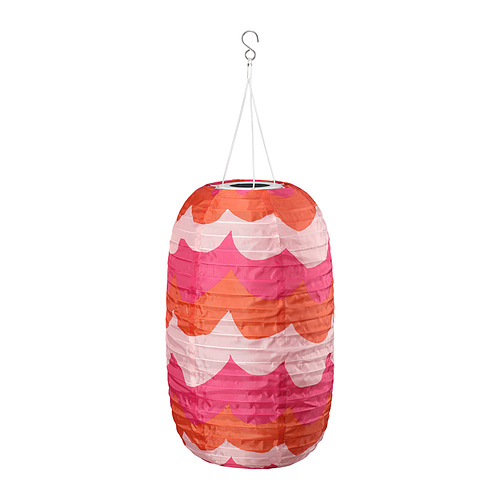 Linterna solar SOLVINDEN, ondas de colores, cuelga de una cuerda, emite una luz suave.