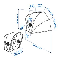 Ilustración de medidas - ELDFLUGA dosel