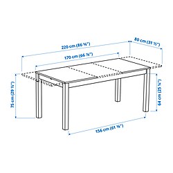 Ilustración de medidas - ÅLHULT mesa extensible