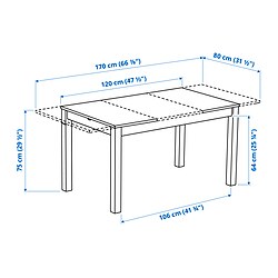 Ilustración de medidas - ÅLHULT mesa extensible