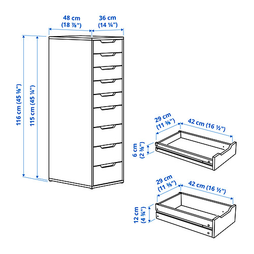 ALEX, drawer unit with 9 drawers 3 of 5 open dialog