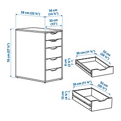 Measurement Illustration - ALEX drawer unit