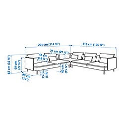 Ilustración de medidas - SÖDERHAMN sofá cama de esquina de 6 plazas