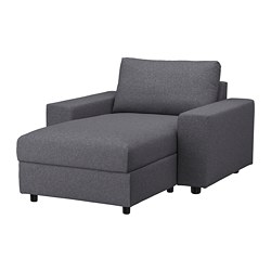 VIMLE, chaiselongue with wide armrests, Gunnared medium grey