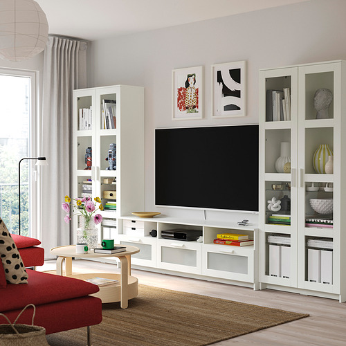 BRIMNES, TV storage combination/glass doors 7 of 8 open dialog