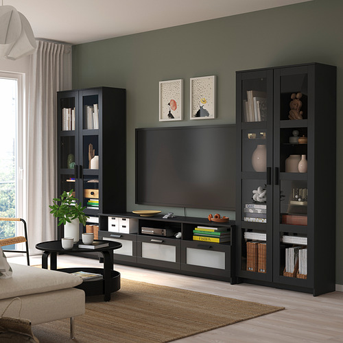 BRIMNES, TV storage combination/glass doors 7 of 8 open dialog