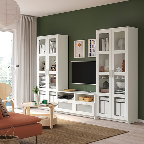 BRIMNES, TV storage combination/glass doors 7 of 8 open dialog