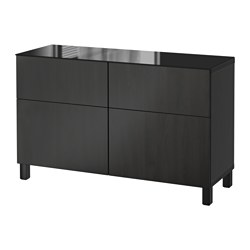 BESTÅ, storage combination with drawer runner, soft-closing, Black-brown / Lappviken black-brown