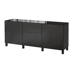 BESTÅ, storage combination with drawer runner, soft-closing, Black-brown / Lappviken black-brown