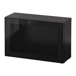 BESTÅ, shelf unit with glass door, Black-brown / Glassvik black / clear glass