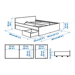 Ilustración de medidas - VIHALS cama con 2 cajones