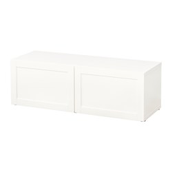 BESTÅ, floor shelf unit with doors, White / Hanviken white