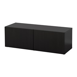 BESTÅ, floor shelf unit with doors, Black-brown / Lappviken black-brown