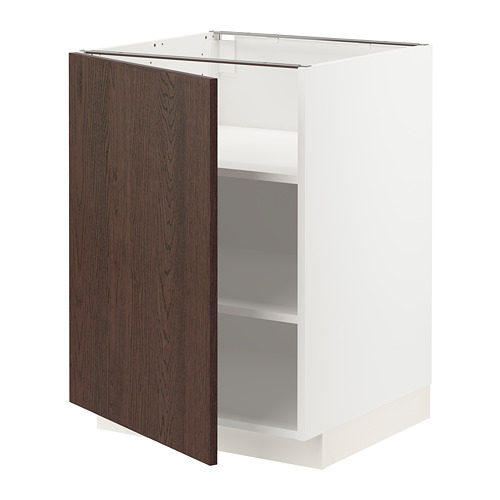 Mueble blanco METOD de Ikea, puerta sinarp marrón oscuro, mueble de cocina abierto y moderno.