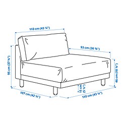 Ilustración de medidas - UPPÅKRA módulo de 1,5 plazas