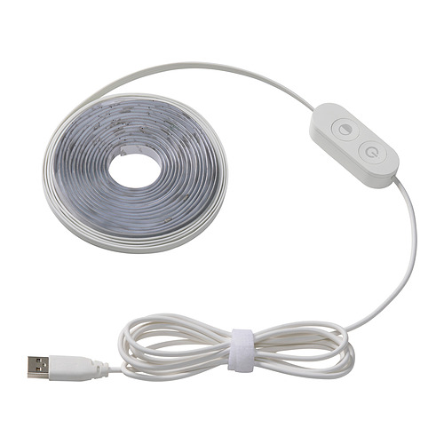 Luz led KABBLEKA: blanca, flexible con usb, control de color y brillo.