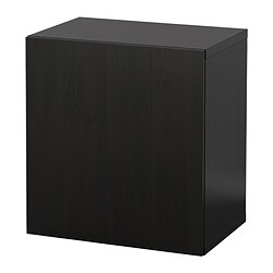 BESTÅ, wall-mounted cabinet with door, Black-brown / Lappviken