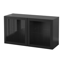 BESTÅ, wall-mounted cabinet combination, Black-brown / Sindvik
