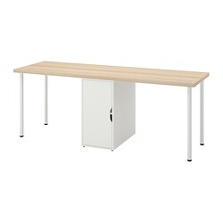 LAGKAPTEN/ALEX, desk, White stained oak effect / white