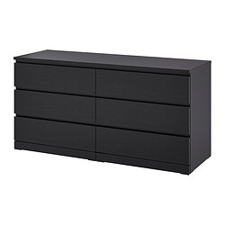 MALM, 6-drawer dresser, Black brown