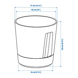 Ilustración de medidas - VÅRDTRÄD maceta con autorriego
