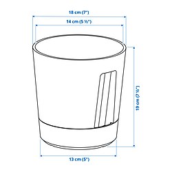 Ilustración de medidas - VÅRDTRÄD maceta con autorriego